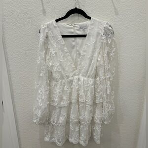 Gianni Bini White Floral Lace Mini Dress - Size 6